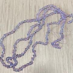 透明ガラスビーズ連売り 天然石風 チップ ラベンダー