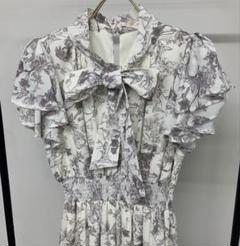アストリアオディール　花柄リボンタイワンピース M