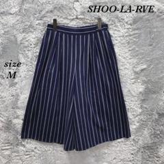 SHOO-LA-RVE (M) ストライプ ガウチョパンツ 7分丈 ウエストゴム