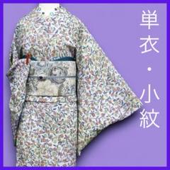 単衣江戸小紋（ドット、小花文etc）裄67,5背紋無正絹美品