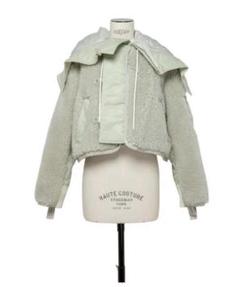 sacaiサカイ★フェイクファーナイロンツイル ボンバージャケット sacai: カーキ＆オフホワイト フェイクファー＆ナイロンツイル