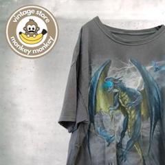 mz67125 US古着　オーバーサイズ　プリントTシャツ　カットソー　ドラゴン