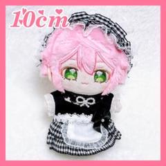 10cm黒のギンガムチェックリボンのメイド着ぐるみぬい服ぬいぐるみ全身z1
