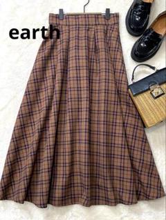 美品✨ earth クラシカル チェック フレア ロングスカートのサムネイル