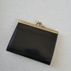 カードケース　がま口　ジャバラ　レザー　黒