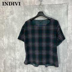 INDIVI 日本製 チェック柄ブラウス 38