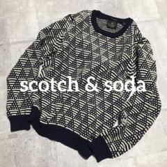 scotch & soda ♫ ニット XL ネイビーとホワイトの幾何学模様 scotch & soda ♫ ニット XL ネイビーとホワイトの幾何学模様