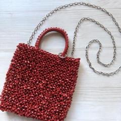 キラキラショルダーバッグ☆エナメルレッド☆ハンドメイド
