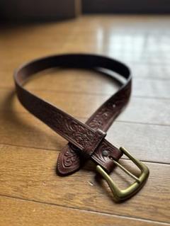 新品　RRL ブラウンレザーゴールドバックルベルト イタリア製 ビンテージ加工 未使用送料無料 RRL ブラウンレザーゴールドバックルベルト