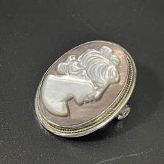 800刻印有り　カメオ　ペンダントトップ　ブローチ　シルバー　アンティーク　横顔