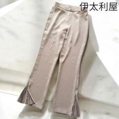 伊太利屋 イタリヤ パンツ フレア プリーツ 豹柄 ダークベージュ