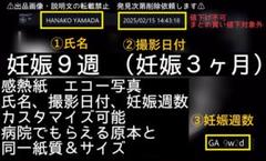 日付と名前の加工可能　感熱紙妊娠9週エコー写真　妊娠3ヶ月妊娠初期