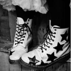 Dr.Martens 8ホールブーツ ステラ 星柄スター ブルー 24cm Bibian 比比昂 - ◇Dr.Martens ドクターマーチン STELLA レザー