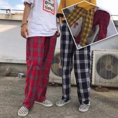 オルチャン 原宿系 個性派 レトロチェック 韓国系 双子 ペアルック コーデ 男