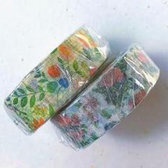 mt マスキングテープ　花柄系２本組 「 水彩花柄 ＆ 小花 ボタニカルアート」のサムネイル