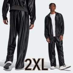 オーバーサイズ！アディダスコーティングワイドレッグトラックパンツブラック黒2XL