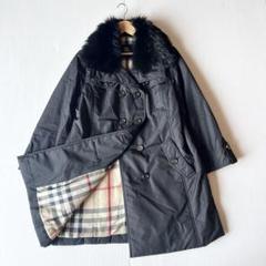 BURBERRY LONDON ファー付きロングコート　ブラック　44
