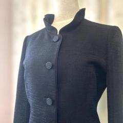 アクアスキュータム 高級喪服礼服 ブラックフォーマルスーツ S フリル
