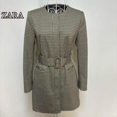 ZARA チェスターコート チェック ロングコート - メルカリ