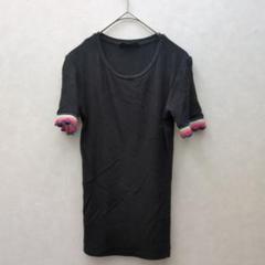 ストラディバリウス　フリル袖　リブTシャツ　ブラック　Ｓ