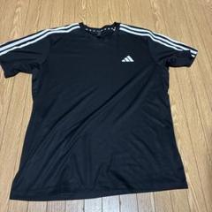 adidas ストライプデザイン 黒 XL シャツ