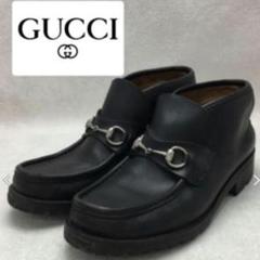 【極美品】グッチ 22.5 ビットローファー チャッカブーツ レザー ブラック GUCCI グッチ ホースビット 黒 ゴールド金具 チャッカブーツ