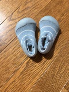 グレー ストライプ 靴下型シューズ