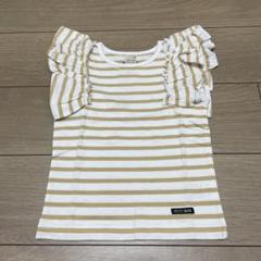 プティマイン フリル袖　ボーダー　Tシャツ