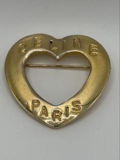 CELINE  セリーヌ　ブローチ　ヴィンテージブローチ　ハート　パール CELINE セリーヌ ロゴ ハート ブローチ