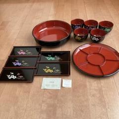 新品未使用　山中漆器　根来塗り　銘々皿　菊彫り日本製 新品未使用 山中漆器 根来塗り 銘々皿 菊彫り日本製