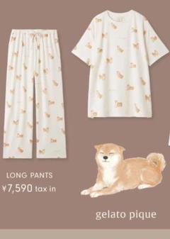 ジェラートピケ　柴犬　半袖とショートパンツセット ジェラート ピケ「柴犬」モチーフのルームウェア、セットアップ