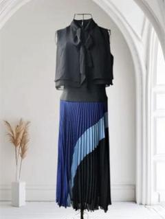 美品♡bcbgmaxazria ノースリーブワンピース リボン プリーツ ケープ 美品♡bcbgmaxazria ノースリーブワンピース リボン プリーツ