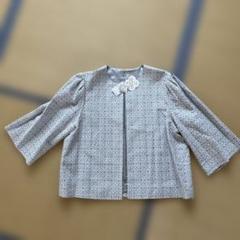 中川政七商店 リネンノーカラージャケット 羽織り 千鳥柄 麻100