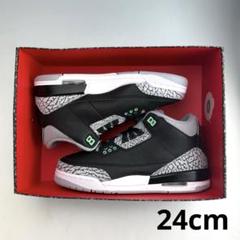 24cm ナイキ GS エアジョーダン3 レトロ "グリーングロー"