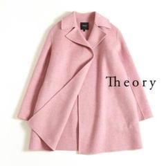美品✨セオリー　ダブルフェイス　カシミヤ　ラップコート　共布ベルト　ピンク　S 美品♡セオリー ロングコート ダブルフェイス ベルト カシミヤ