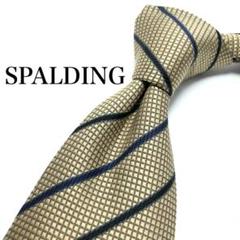 【極美品】SPALDING ネクタイ 新品同様 ストライプ 人気 ゴールド