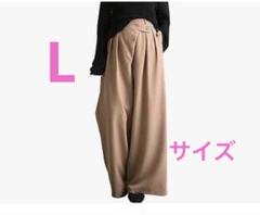 ★ワイド パンツ ロングパンツ ラップパンツ 体型カバー ブラウン Ｌ