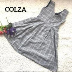 COLZA【Ｖネック】【グレンチェック】【ツータッック】ワンピースL