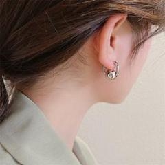 カジュアル メタル ボール シンプル フープピアス ピアス レディース