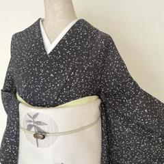 yo-ho✺美品 さんび謹製 洗える夏着物 紫陽花 絽 小紋A2312 夏着物 綿絽 そしてゆめ 紺地 紫陽花 花柄 紺 藍 ふじ 古典柄