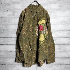 AD2006 コムデギャルソンオムプリュス 花柄シャツ 長袖 刺繍 薔薇 バラ