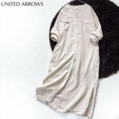 【美品】ユナイテッドアローズ リネン 麻 Ｖネック シャツ ワンピース 羽織り