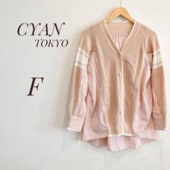 CYAN TOKYO 切り替えストライプブラウス　ピンクベージュのサムネイル