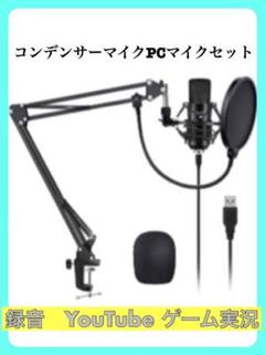 USBマイク コンデンサーマイク高音質 アームスタンド付き 録音 ゲーム実況