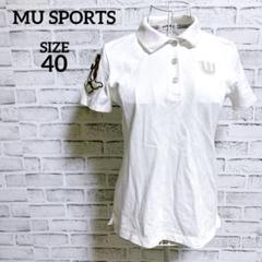 【MU SPORTS】ミエコウエサコ ワッペン ゴルフ ポロシャツ ホワイト