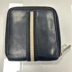 BALLY 黒 レザー 二つ折り財布 ストライプデザイン バリー