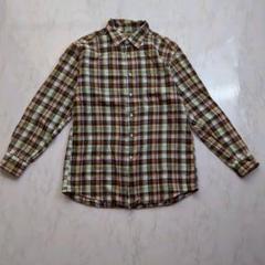 ユニクロ UNIQLO コットン リネン シャツ L 長袖 チェック柄