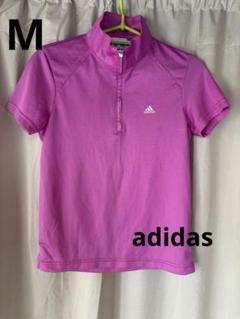adidas ピンク ハーフジップシャツ　Sサイズ