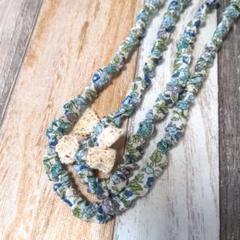 ハンドメイド　授乳ストラップ　小花柄　青　リボン
