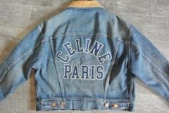 セリーヌCELINE ロゴ刺繍 トラッカーデニムジャケット Gジャン トリオンフ セリーヌCELINE ロゴ刺繍 トラッカーデニムジャケット Gジャン